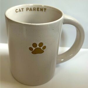 NEW!! Embossed “Cat Parent” Stoneware Mug With Paw Motif-(NWT)
